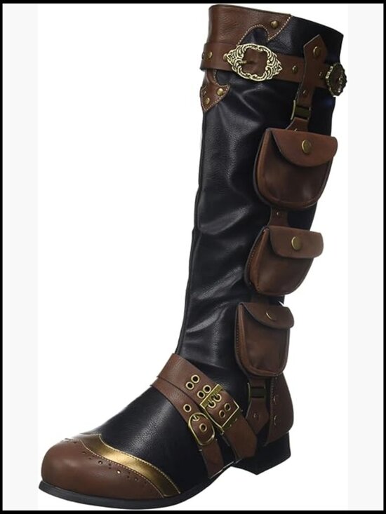 Men\'s Knee High Boots Block Heel Slip On Rhinestone Costume Renaissance main image 5
